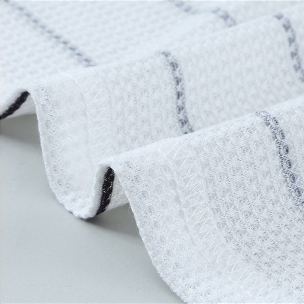 #25 Henley White & Navy Waffle Weave L.S. Top - Picture 12 of 12